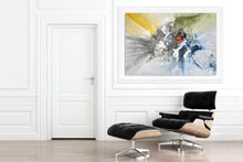 Load image into Gallery viewer, Original Grey Yellow Blue Painting on Canvas Textured Wall Decor Fp079
