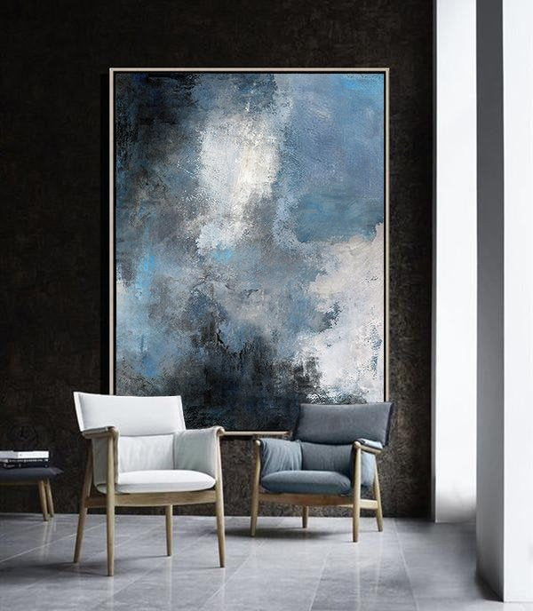 Original Blue Sky Abstract Painting,Cloud Canvas Painting,Living Room Art Bl013