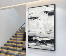 Load image into Gallery viewer, Black White Painting Sea Landscape Painting Grey White Art Ap038
