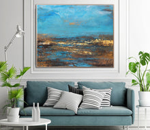 Load image into Gallery viewer, Blue Painting Brown Painting Ocean Landscape Abstract Art On Canvas Dp135
