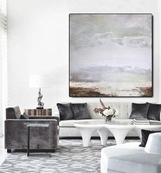 Large Beige Abstract Landscape Painting Bright Brown Painting Ap012