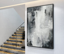 Load image into Gallery viewer, Black White Landscape Wall Art Handmade Abstract Painting Ap017
