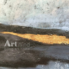 Load image into Gallery viewer, Large Gray Painting Gold Abstract Canvas Art Gold Leaf Painting Home Decor Dp043

