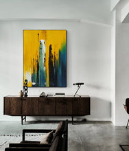 Load image into Gallery viewer, Original Yellow Blue Abstract Painting Hallway Wall Art Np049
