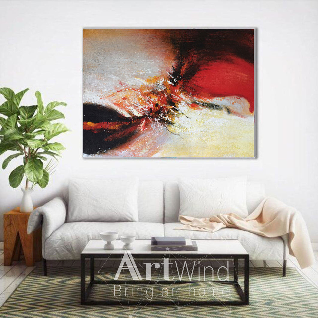 Original Large Red White Abstract Painting Living Room Dining Room Dp054