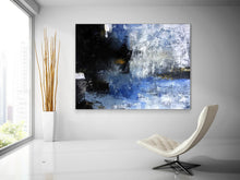 Load image into Gallery viewer, Black Blue Hand Painting Acrylic Abstract Painting Fp089
