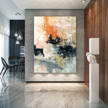 Load image into Gallery viewer, Black Orange Gray Abstract Interior Decor Colorful Abstract Art Qp008
