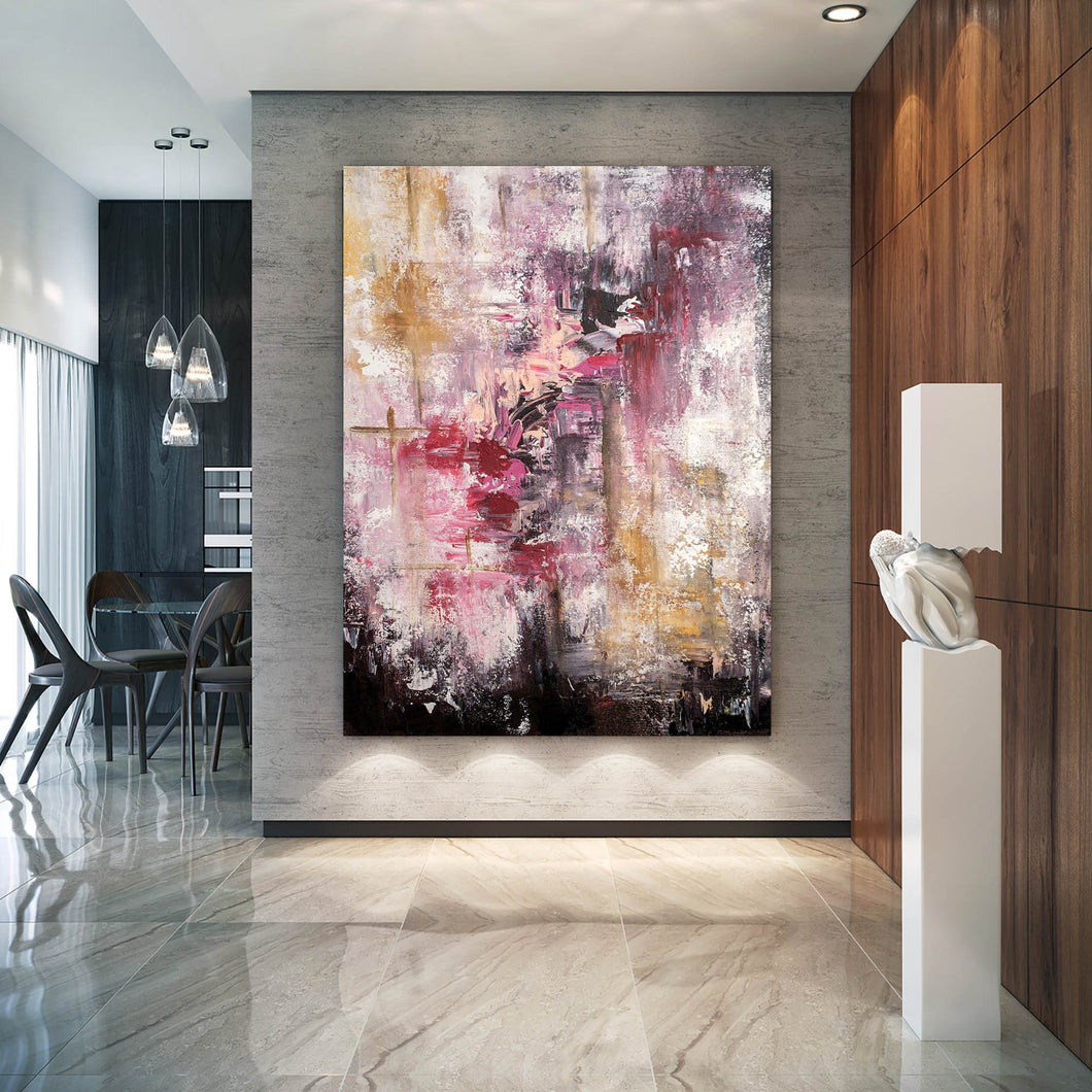 Pink Purple Abstract Painting Brown Painting for Home Fp074