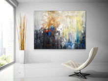 Load image into Gallery viewer, Black White Yellow Abstract Painting Xl Abstract Art Fp066
