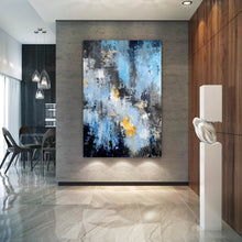 Load image into Gallery viewer, Blue Black Yellow Abstract Painting New Home Decor Qp064
