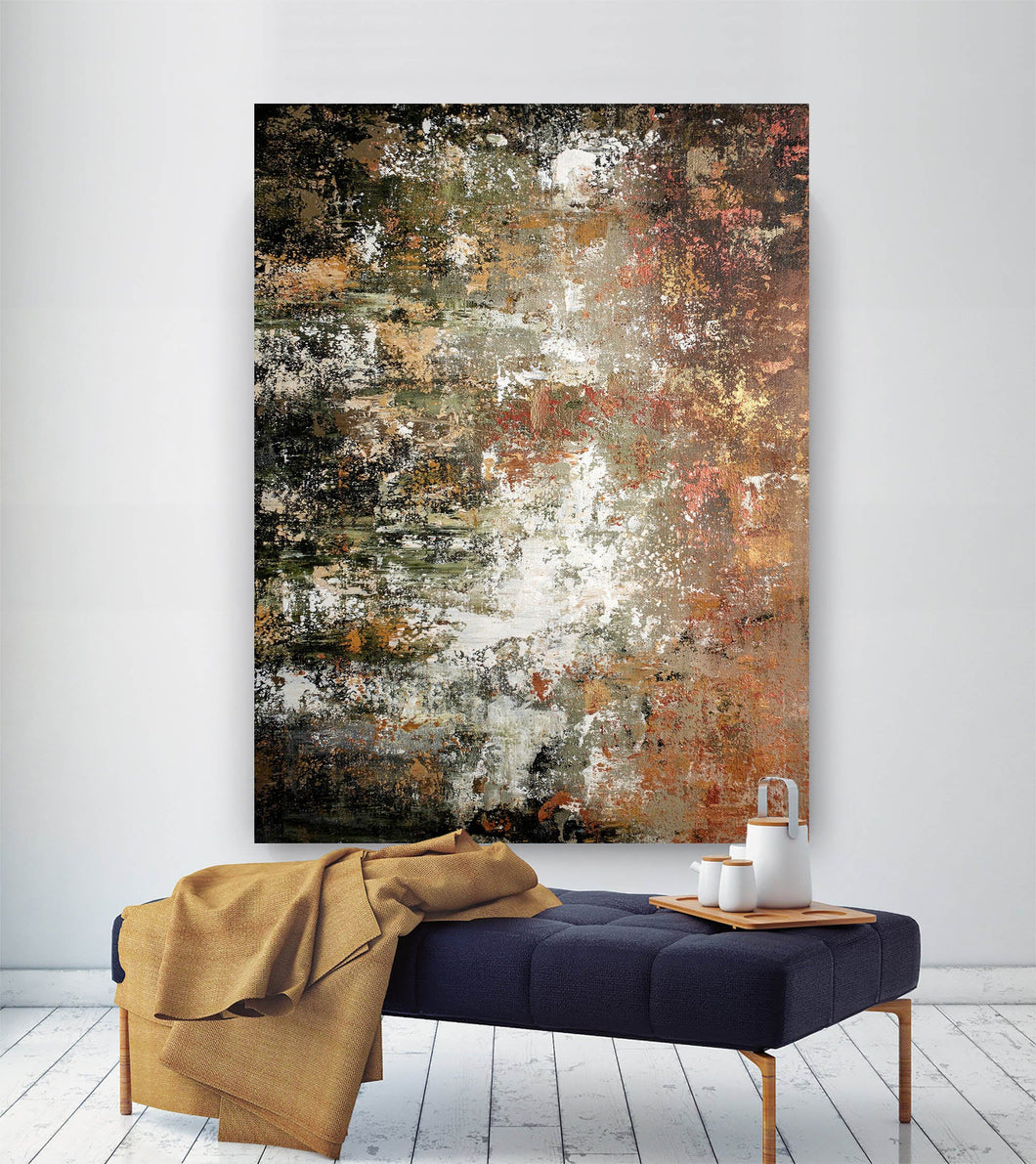 Brown White Abstract Wall Art Original Painting Fp042