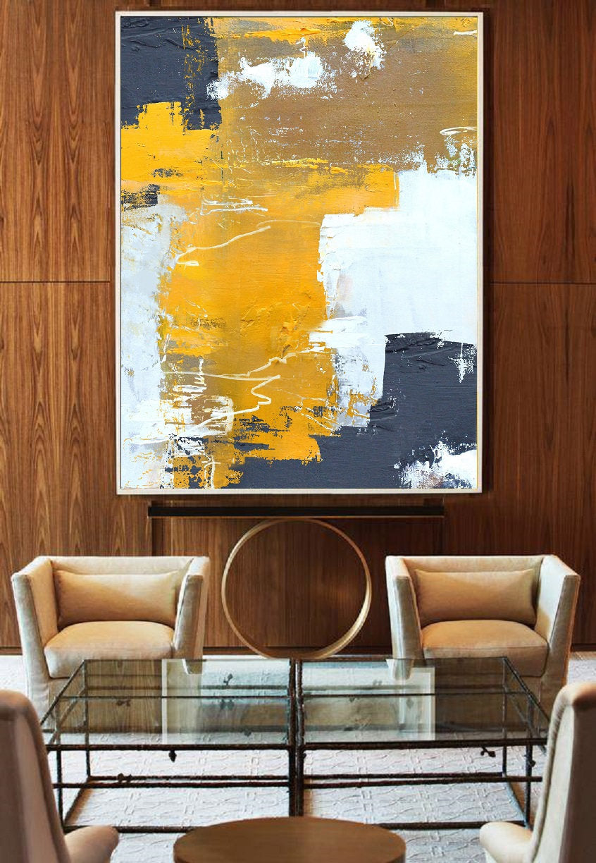 Orange Yellow Abstract Painting Hallway White Abstract Painting Np051