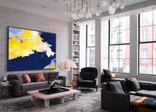 Load image into Gallery viewer, Original Yellow Abstract Painting Blue White Abstract Painting NP003
