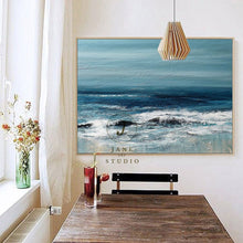 Load image into Gallery viewer, Large Waves Canvas Painting Sea Level Landscape Art Qp062
