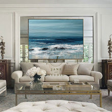 Load image into Gallery viewer, Large Waves Canvas Painting Sea Level Landscape Art Qp062
