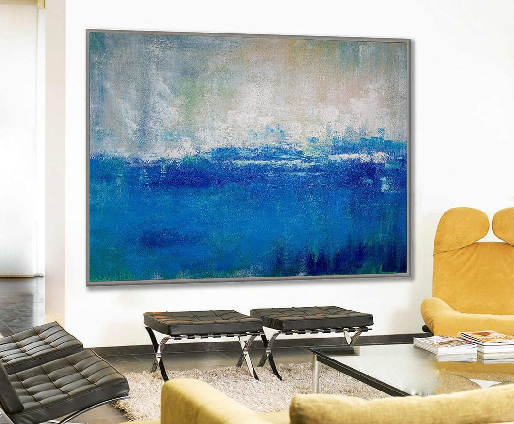 Blue Gray Abstract Painting Large Abstract Art Painting On Canvas Dp128