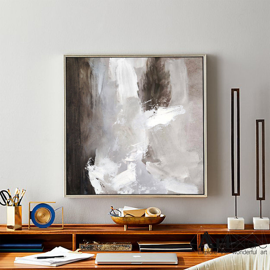 Brown Painting Gray And White Abstract Painting Dine Room Wall Art Ap011