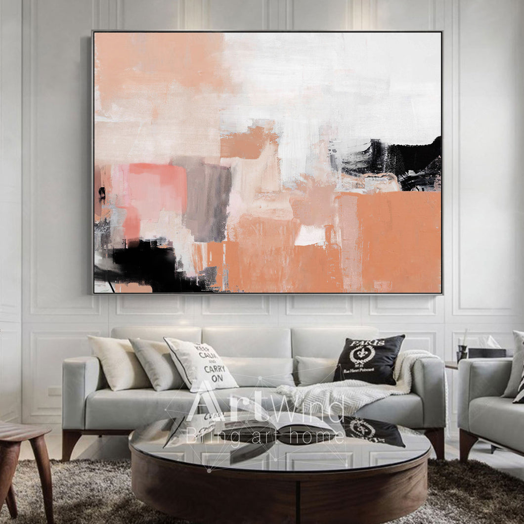 Colorful Painting Gray White Orange Abstract Canvas Art Dp075
