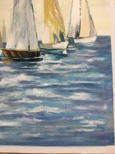 Load image into Gallery viewer, Large Wall Decor for Living Room Sailboat Painting, Blue Ocean Painting Gp029

