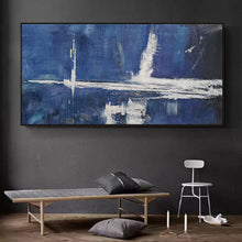 Load image into Gallery viewer, Deep Blue Abstract Painting White Abstract Art Large Wall Painting Np041
