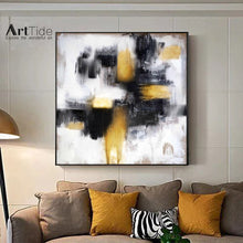 Load image into Gallery viewer, Gold Painting Black And White Abstract Painting Contemporary Art Ap037
