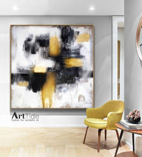 Load image into Gallery viewer, Gold Painting Black And White Abstract Painting Contemporary Art Ap037
