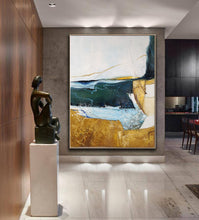 Load image into Gallery viewer, Beige Green Abstract Painting Oversized Artwork for Walls Bp089
