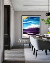 Load image into Gallery viewer, Blue Purple Yellow Gold Abstract Painting Abstract Landscape Dp055
