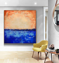 Load image into Gallery viewer, Deep Blue Abstract Canvas Painting Orange Sky Abstract Art Dp118
