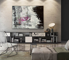 Load image into Gallery viewer, Black And White Pink Abstract Painting Big Contemporary Art Ap003
