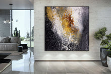 Load image into Gallery viewer, Black And White Palette Knife Painting Yellow Modern Wall Decor Fp070
