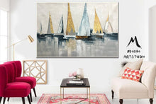 Load image into Gallery viewer, Canvas Wall Art Large Original Sailboats Gather in the Harbor Landscape Gp036
