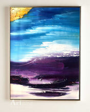 Load image into Gallery viewer, Blue Purple Yellow Gold Abstract Painting Abstract Landscape Dp055
