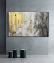 Load image into Gallery viewer, Grey White Gold Abstract Painting on Canvas Original Artwork Op009

