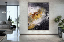 Load image into Gallery viewer, Black And White Palette Knife Painting Yellow Modern Wall Decor Fp070
