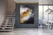 Load image into Gallery viewer, Black And White Palette Knife Painting Yellow Modern Wall Decor Fp070
