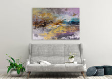 Load image into Gallery viewer, Purple Abstract Painting Palette Knife Artwork Brown Gold Painting Fp073
