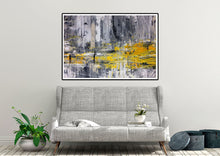 Load image into Gallery viewer, Black And White Abstract Painting Yellow Knife Painting Fp086

