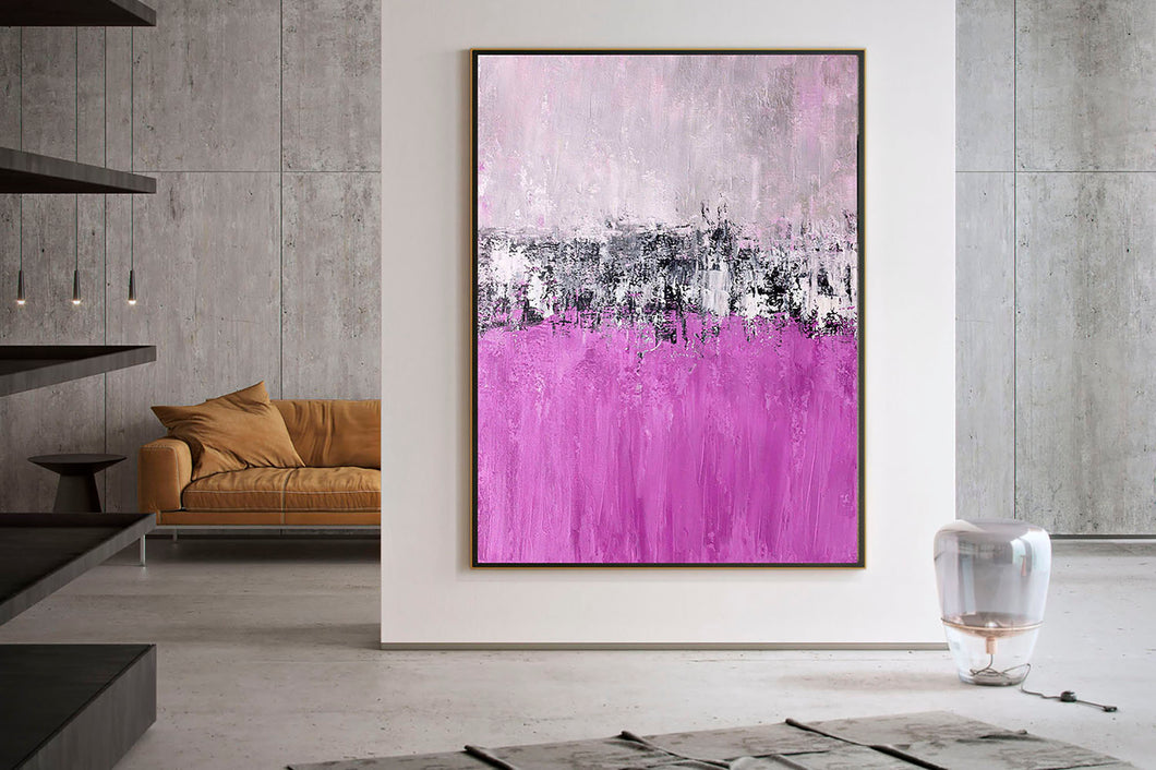 Pink Abstract Painting on Canvas Large Interior Art Qp013