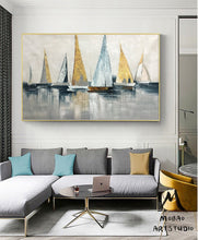 Load image into Gallery viewer, Canvas Wall Art Large Original Sailboats Gather in the Harbor Landscape Gp036
