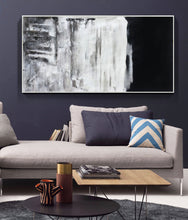 Load image into Gallery viewer, Black and White Painting on Canvas Grey Minimalist Painting Op007
