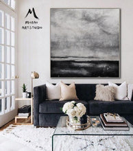 Load image into Gallery viewer, Black White Oil Painting, Grey Abstract Canvas Art Sofa Size Artwork Bl016
