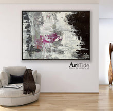 Load image into Gallery viewer, Black And White Pink Abstract Painting Big Contemporary Art Ap003
