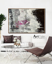 Load image into Gallery viewer, Black And White Pink Abstract Painting Big Contemporary Art Ap003
