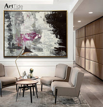 Load image into Gallery viewer, Black And White Pink Abstract Painting Big Contemporary Art Ap003
