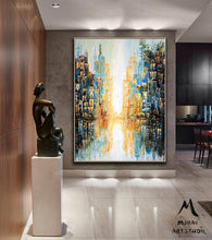 Load image into Gallery viewer, Large City Abstract Painting on Canvas New York City Art Gp020
