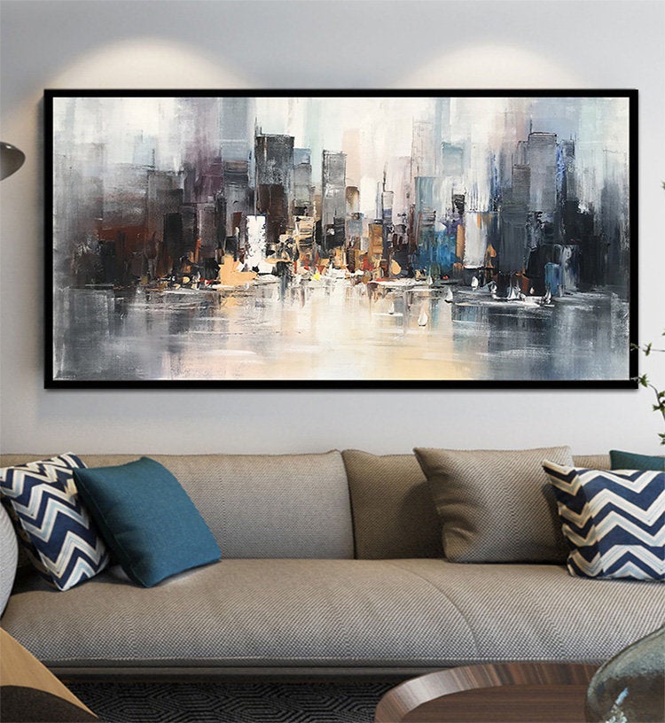 Large City Abstract Painting Art New York Painting Cityscape Cp016