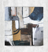 Load image into Gallery viewer, Original Acrylic Abstract Blue Gold White Gray Brown Painting Canvas Np021
