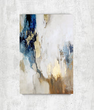 Load image into Gallery viewer, Huge Acrylic Abstract Blue Gold Beige Gray Brown White Painting Canvas Np030
