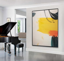Load image into Gallery viewer, Black And White Oversized Wall Art Yellow Abstract Painting Cp035
